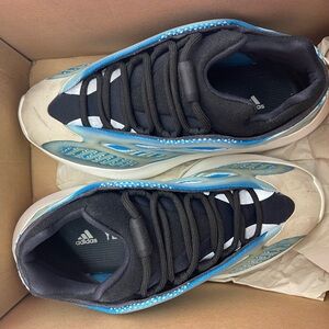 Yeezy Black and Blue Low-Top Athletic Sneakers